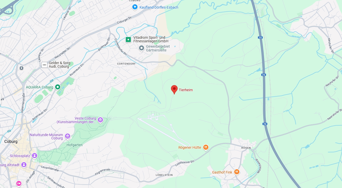 Karte Tier- und Naturschutzverein für Coburg und Umgebung e.V.  Zur Brandensteinsebene 20, 96450 Coburg